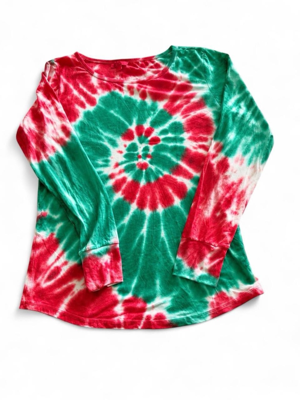 Women’s Long-Sleeve Tie-Dye Pajama Set- Red & Green